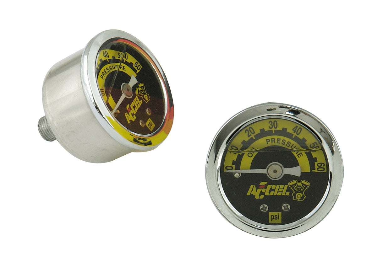 Motorcycle Oil Pressure Gauge - 0-60 PSI - Liquid-Filled - 1.5" - Chrome Bezel