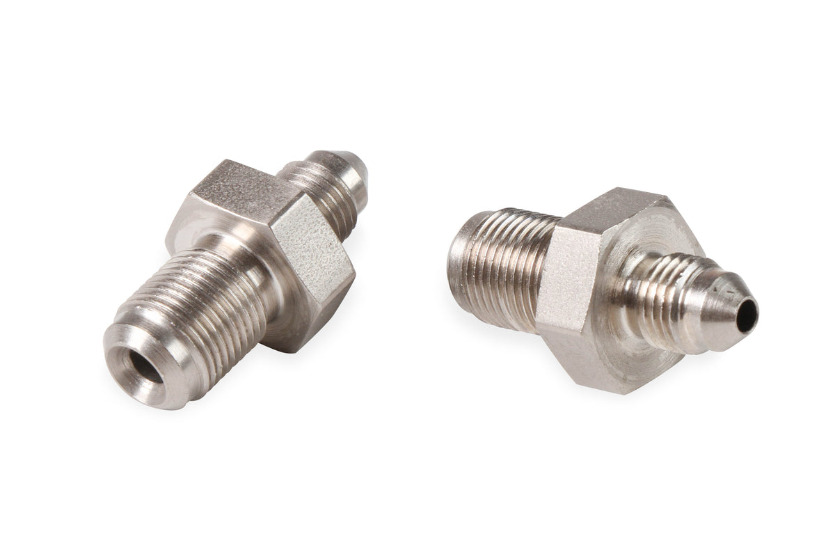 Brake Adapter Thread Size -3AN To M12x1.00mm Uniflare 2 Per Package Electroless Nickel Plated Steel. Package of 2 pieces.  Uniflare Fittings Fit Both Bubble & Inverted Flare.