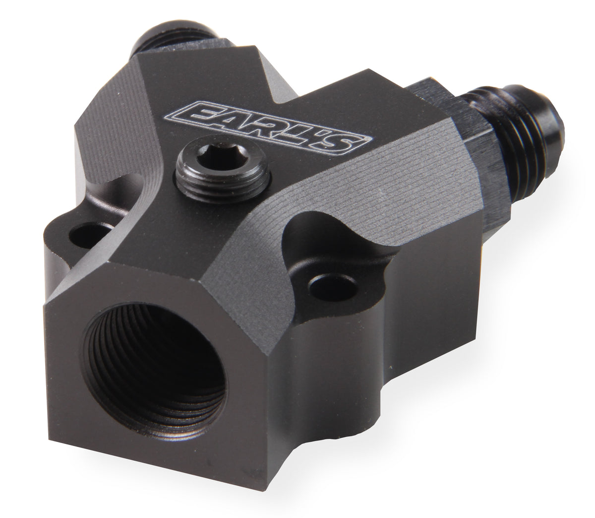 Fuel Distribution Block - New Design - Inlet is 3/8" NPT and the outlet is 2X 6AN Male Flare, Black Anodized