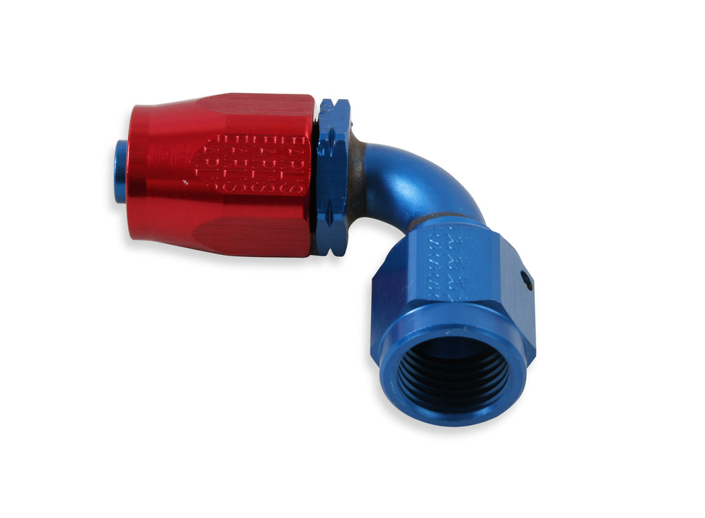 Earls 90 Degree Auto-Fit Hose End AN -6 - Red/Blue