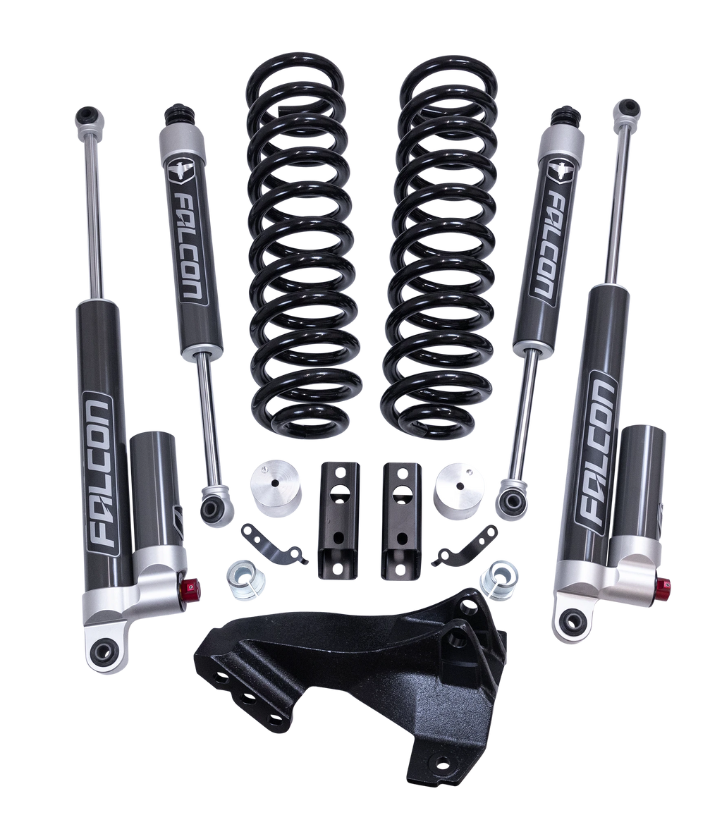 2.5" Coil Spring Front Lift Kit W/Falcon 2.1 Monotube Fronts And Tow Haul Rear Shocks - Ford Super Duty Diesel 4WD 2020-2026