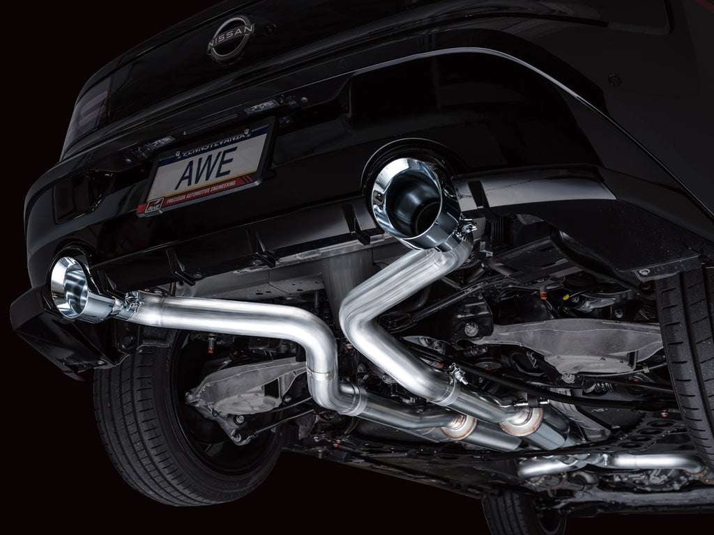 AWE Track Edition Exhaust for Nissan Z - 5” Chrome Silver Tips