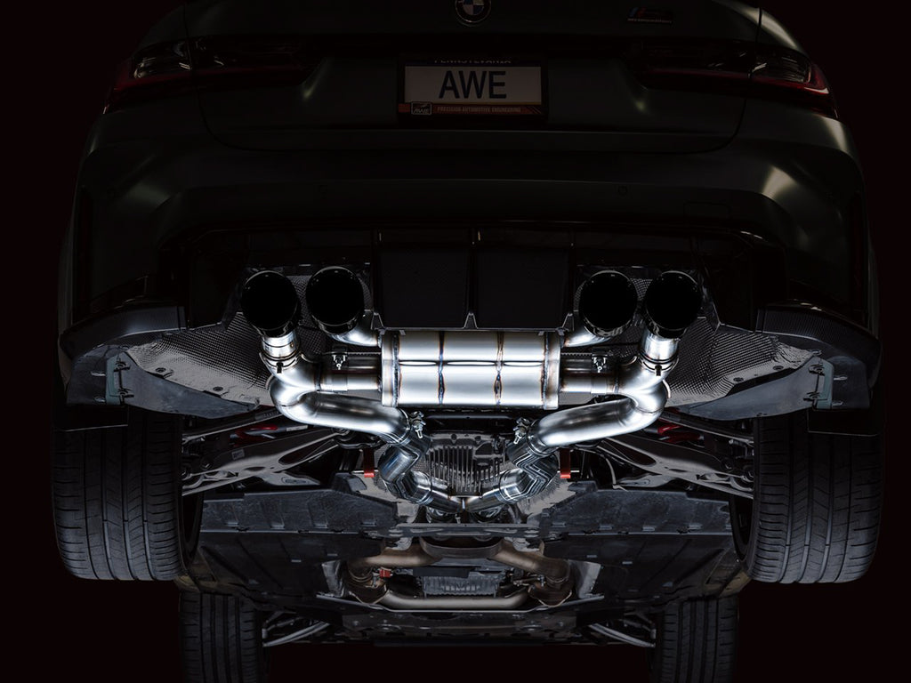 AWE SwitchPath Catback Exhaust for BMW G8X M3/M4 - 4.5" Diamond Black Tips