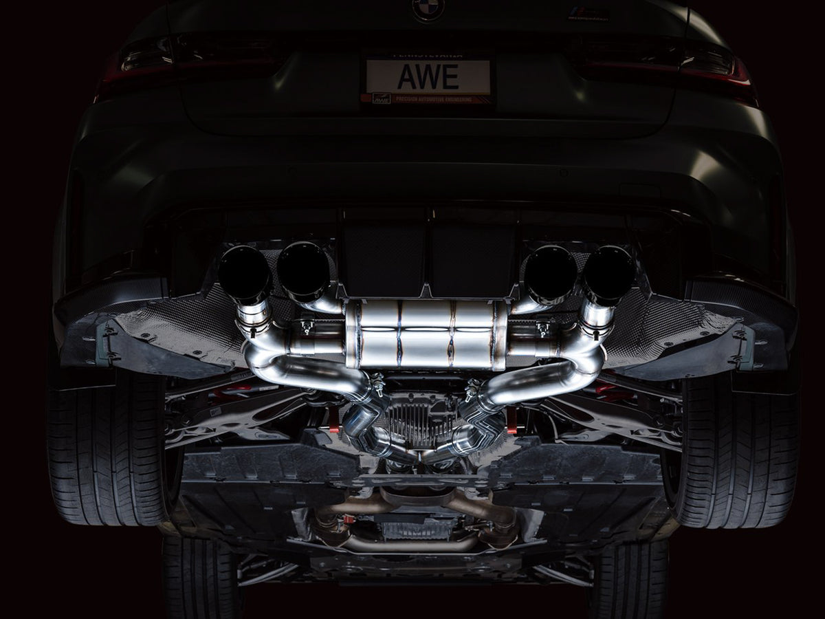 AWE SwitchPath Catback Exhaust for BMW G8X M3/M4 - 4.5" Diamond Black Tips