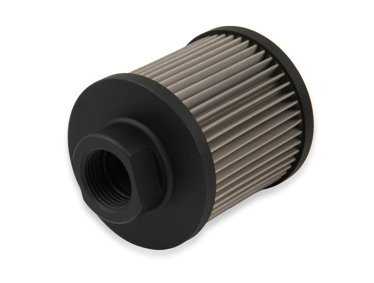 Replacement Filter for CT100ERL with -12 AN Female Port with O-ring.  Stainless Steel Mesh Filter & Black Anodized Finish on Billet Aluminum Base & Top