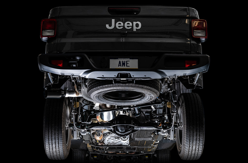 AWE Tread Edition Catback Single-Side Exhaust for Jeep JT 3.6L - Diamond Black Tip