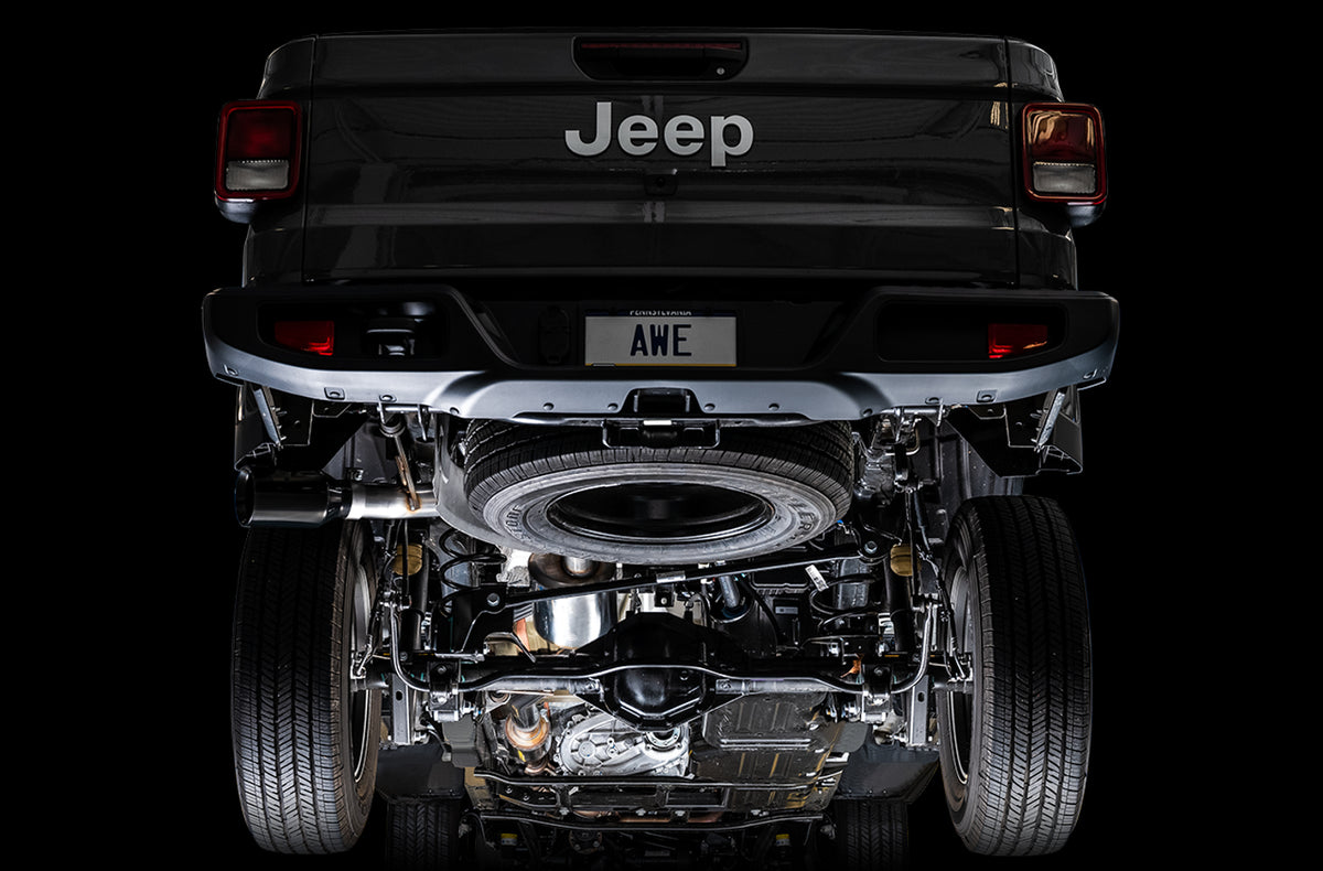 AWE Tread Edition Catback Single-Side Exhaust for Jeep JT 3.6L - Diamond Black Tip