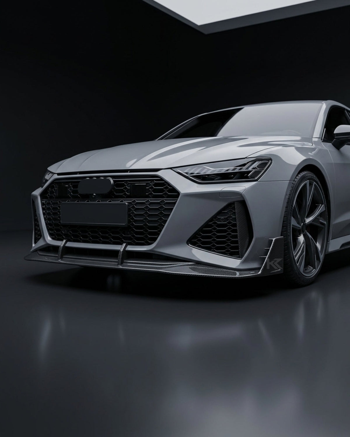 2020–2021 Audi RS7 C8 Sportback Front Bumper Diffuser Lip Set – Pre-Preg Dry Carbon Fiber