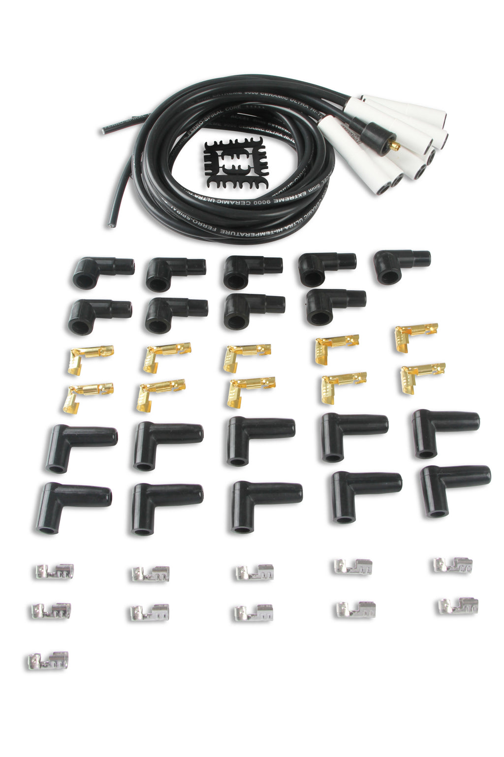 Spark Plug Wire Set - Universal - 180 Deg White Ceramic Boots - These ceramic boot spiral core universal fit spark plug wire sets have straight 180 degree boots.