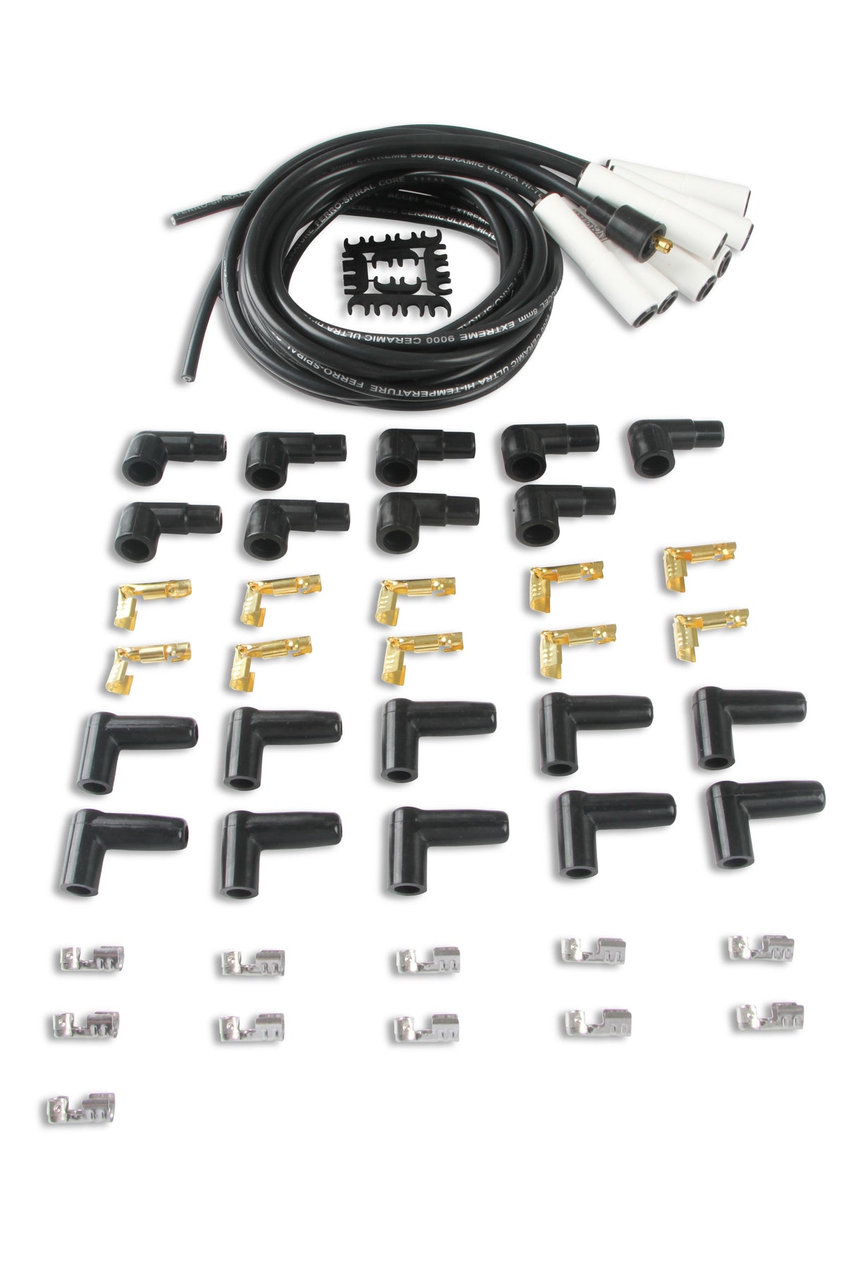 Spark Plug Wire Set - Universal - 180 Deg White Ceramic Boots - These ceramic boot spiral core universal fit spark plug wire sets have straight 180 degree boots.