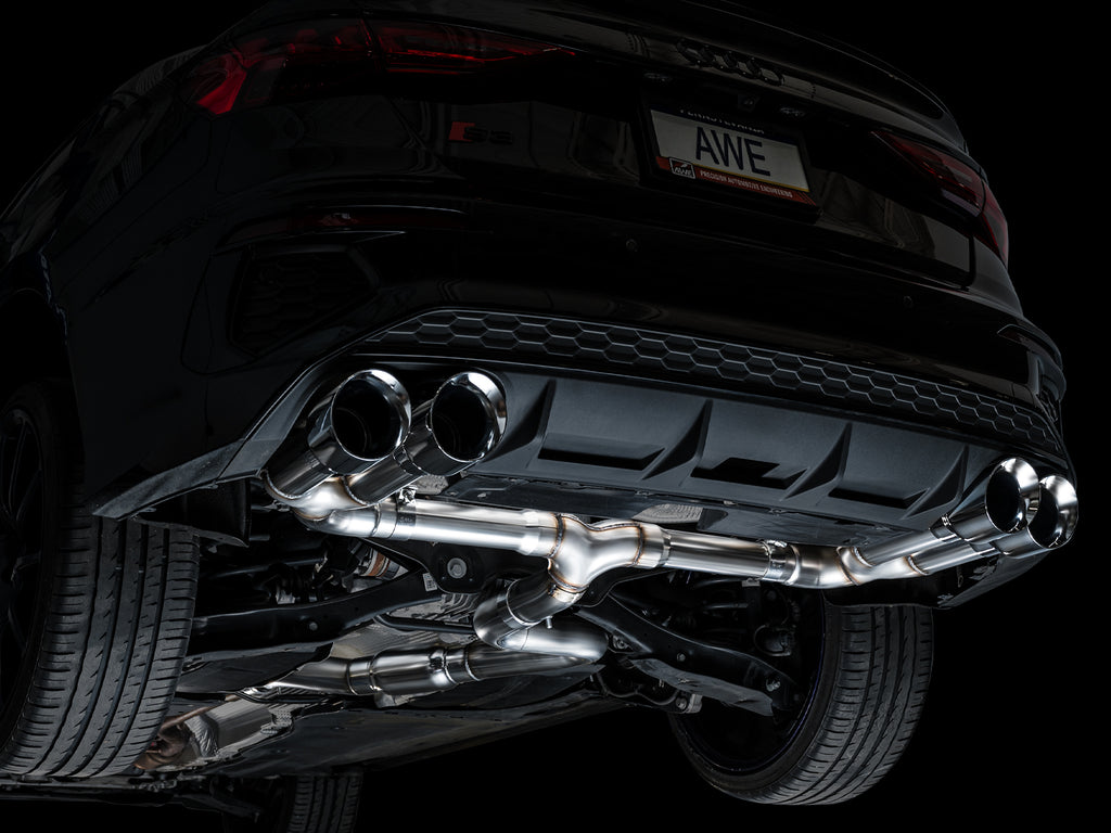 AWE Track Edition Exhaust for Audi 8Y S3 - 4.5" Chrome Silver Tips
