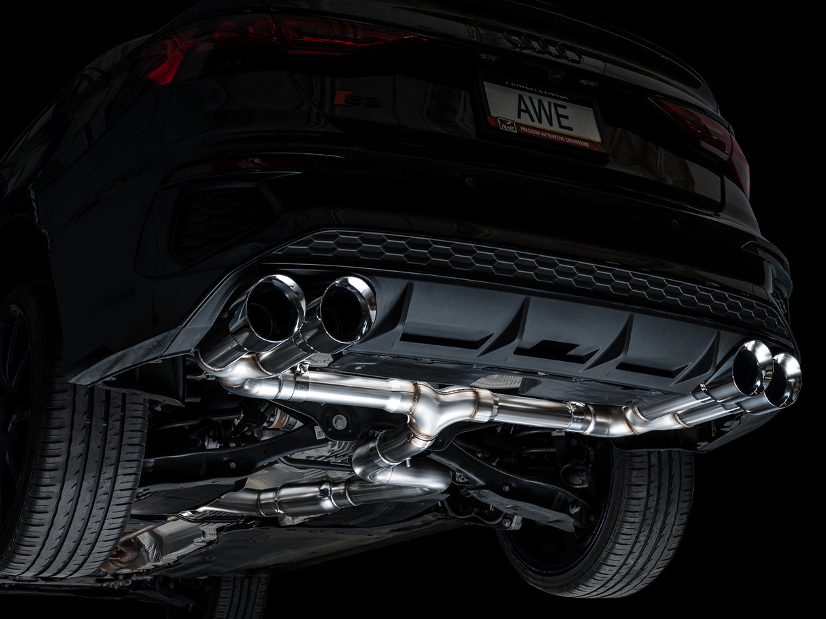 AWE Track Edition Exhaust for Audi 8Y S3 - 4.5" Chrome Silver Tips