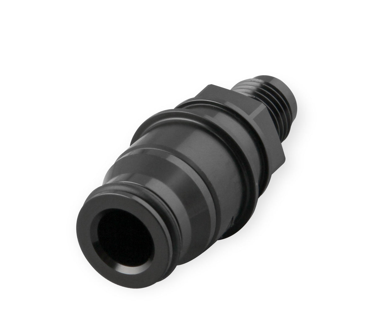 Clutch Adapter Fitting, -4 AN Male to Quick Connect, Fits Late Model T56 Hydraulic Clutch Release Bearing, Aluminum w/ Black Anodized Finish.  Includes Release Tool.