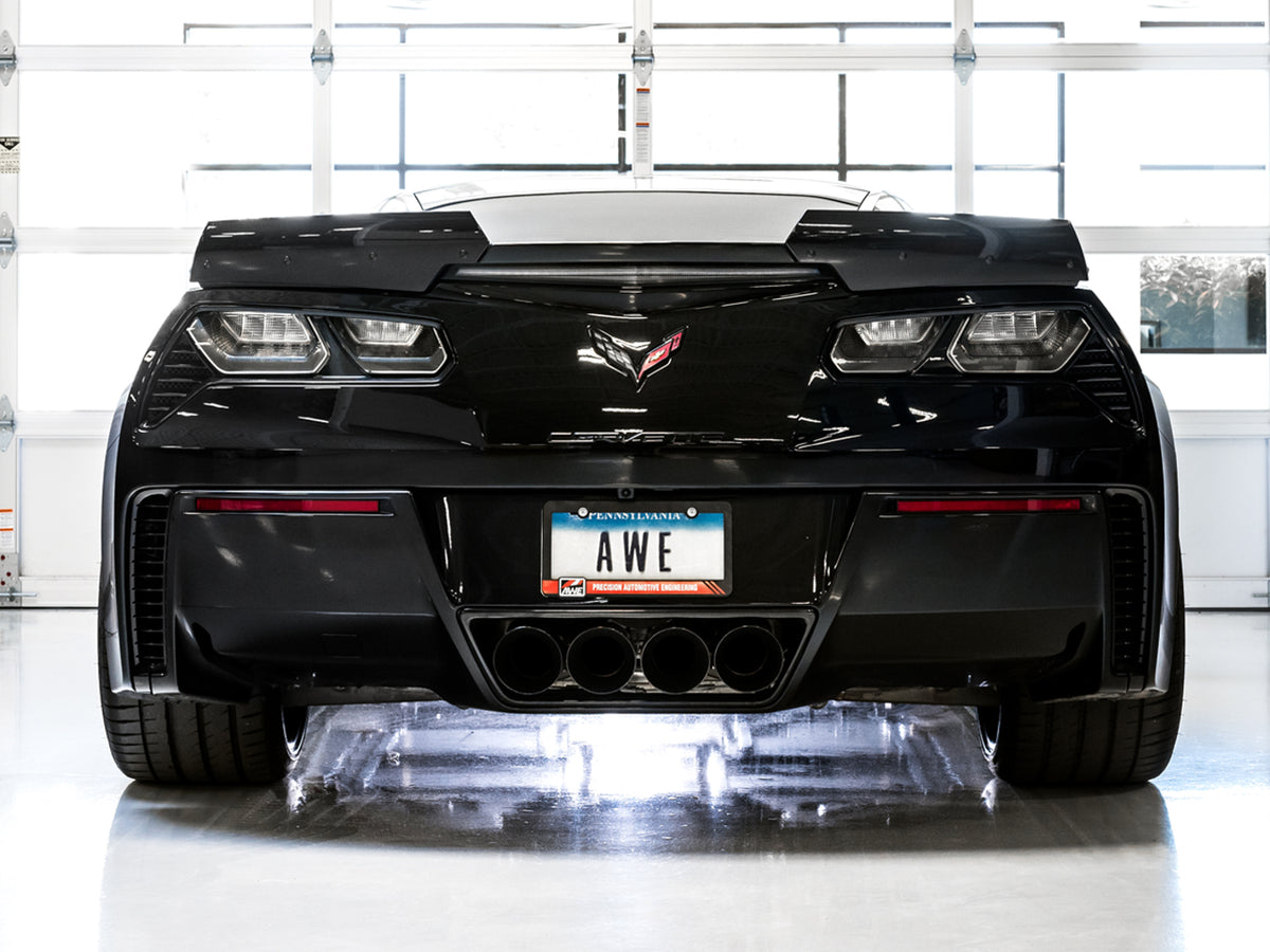 AWE Track Edition Axleback Exhaust for C7 Corvette - 4.5" Diamond Black Tips