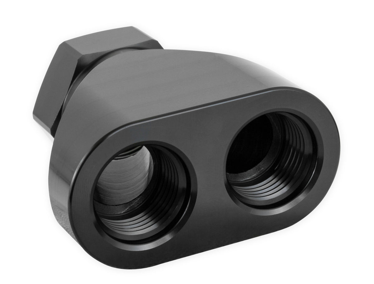 Earls Billet Inline Distribution Block w/ -12 AN O-Ring Port to (2) -10 AN O-Ring Ports