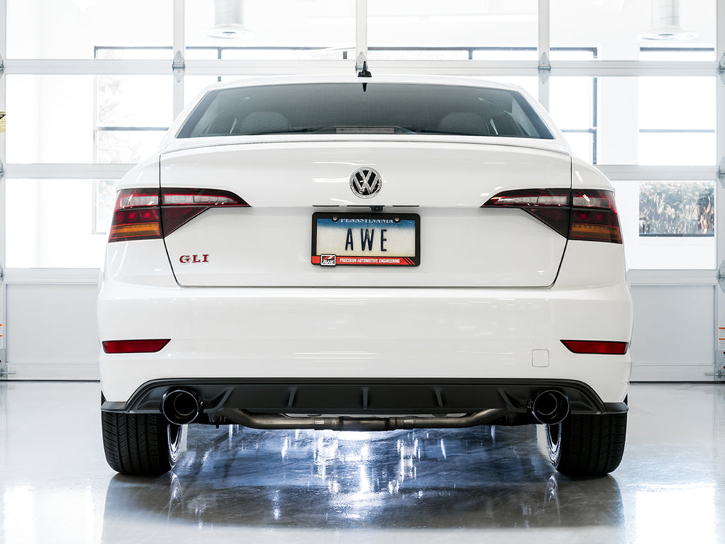 AWE Track Edition Exhaust - Resonated - for MK7 Jetta GLI w/ High Flow Downpipe (not included) - Diamond Black Tips