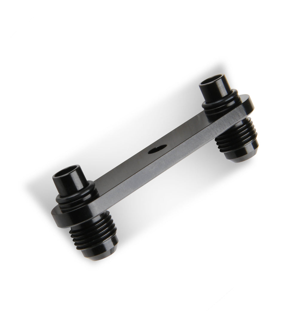 Fits GM (General Motors) 6L80E, and 6L90E Transmissions, -6 AN Male Flares, Black Anodized Finish, Fits Transmissions w/ OE (original equipment) Thermostat (Bolts onto the OE Thermostat).