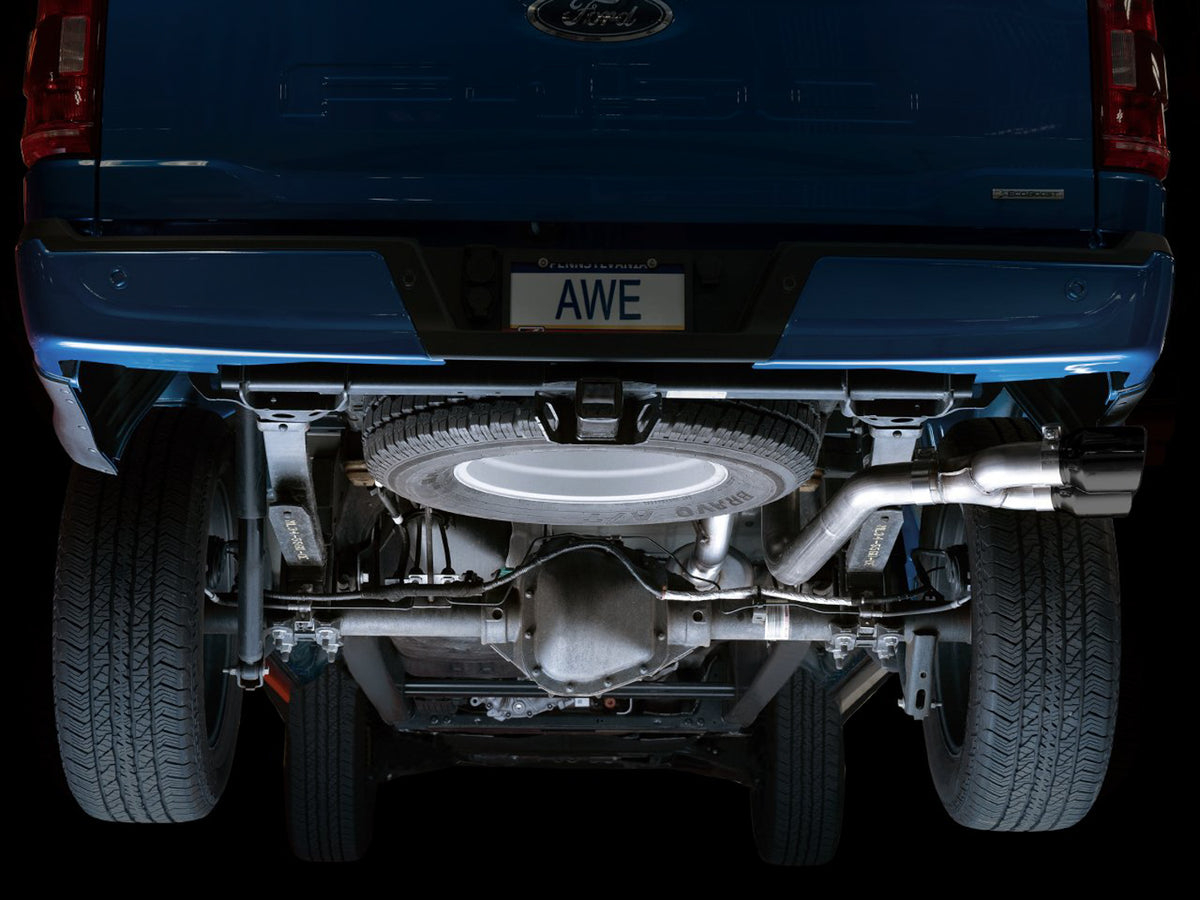 AWE 0FG Dual Side Exit Exhaust for '21+ Ford F-150 - 4.5" Diamond Black Tips