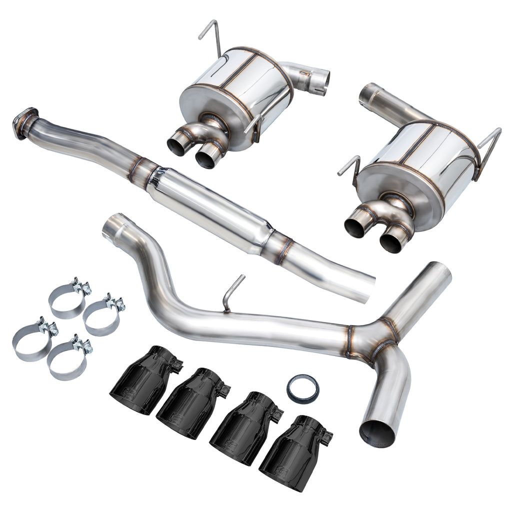 AWE Touring Edition Exhaust for VA STI / GV WRX / GV STI Sedan - 4" Diamond Black Quad Tips