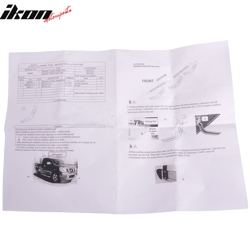 2004-2014 Nissan Titan Black Grey Running Board Bracket Aluminum