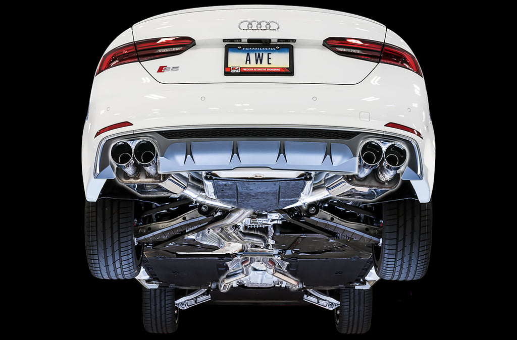 AWE SwitchPath™ Exhaust for Audi B9 S5 Coupe - Non-Resonated - 4" Chrome Silver Tips