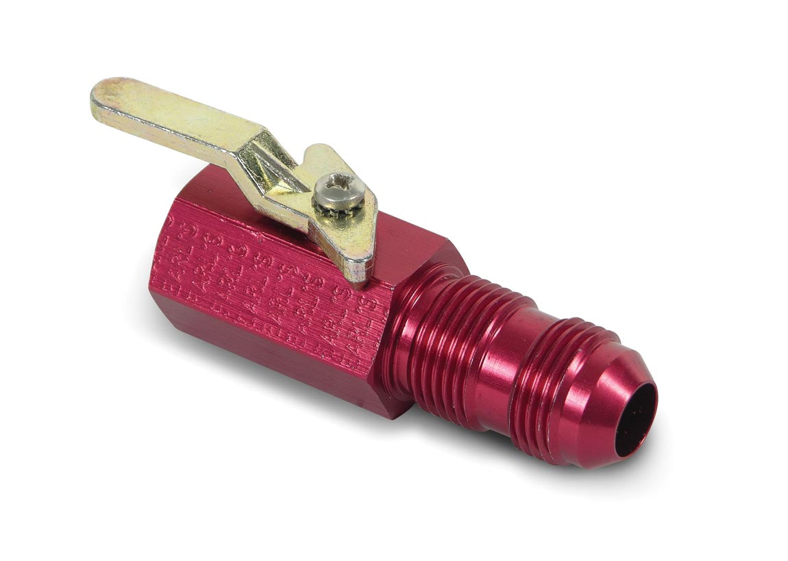 Shut-Off Valve 3/8" NPT Female Inlet & -8 AN Bulkhead Outlet - 2.75 in. (2-3/4") Overall Length Red Anodized Aluminum