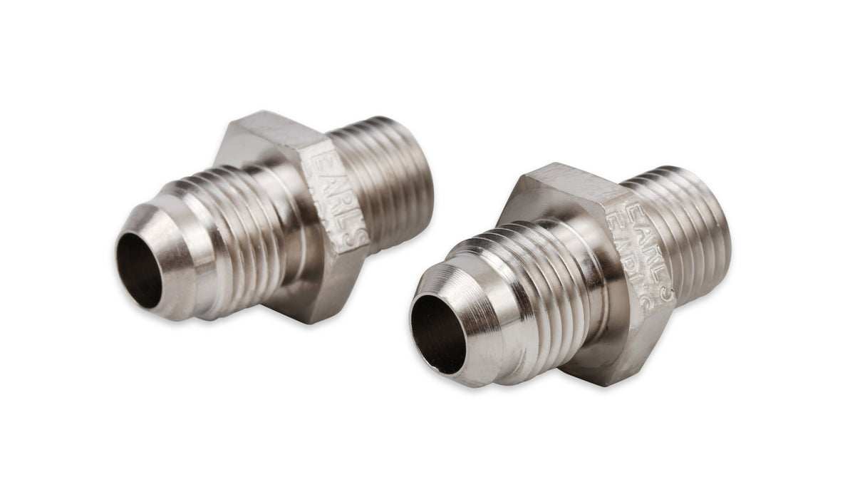 Earls Transmission Adapters, Package of 2 pieces w/ Crush Washers, Fits Most GM TH350, TH400, 700R4, 200R4, 4L60E, and Ford AODE Transmissions, Nickel Plated Steel
