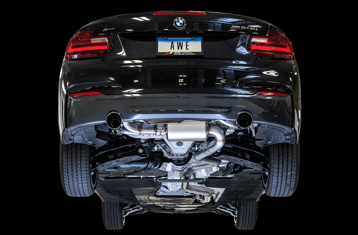 AWE Touring Edition Axleback Exhaust for BMW F22 M235i / M240i - 3.5" Chrome Silver Tips