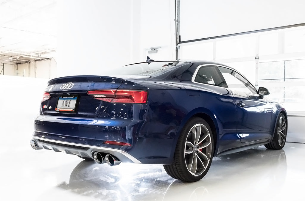 AWE Track Edition Exhaust for Audi B9 S5 Coupe - Non-Resonated - 4" Chrome Silver Tips