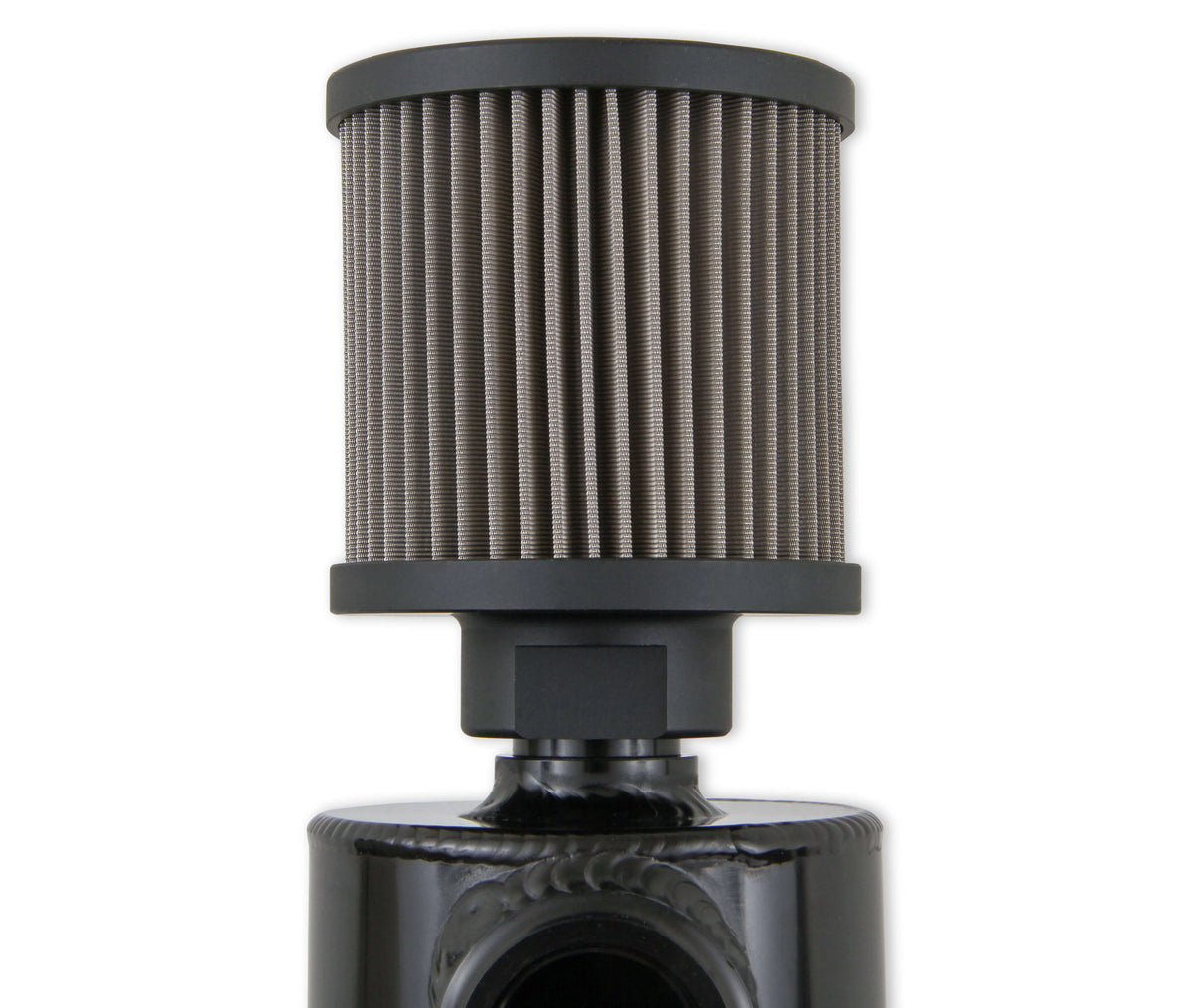 Replacement Filter for CT100ERL with -12 AN Female Port with O-ring.  Stainless Steel Mesh Filter & Black Anodized Finish on Billet Aluminum Base & Top