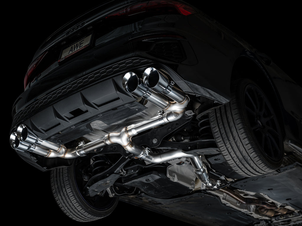 AWE Track Edition Exhaust for Audi 8Y S3 - 4.5" Chrome Silver Tips