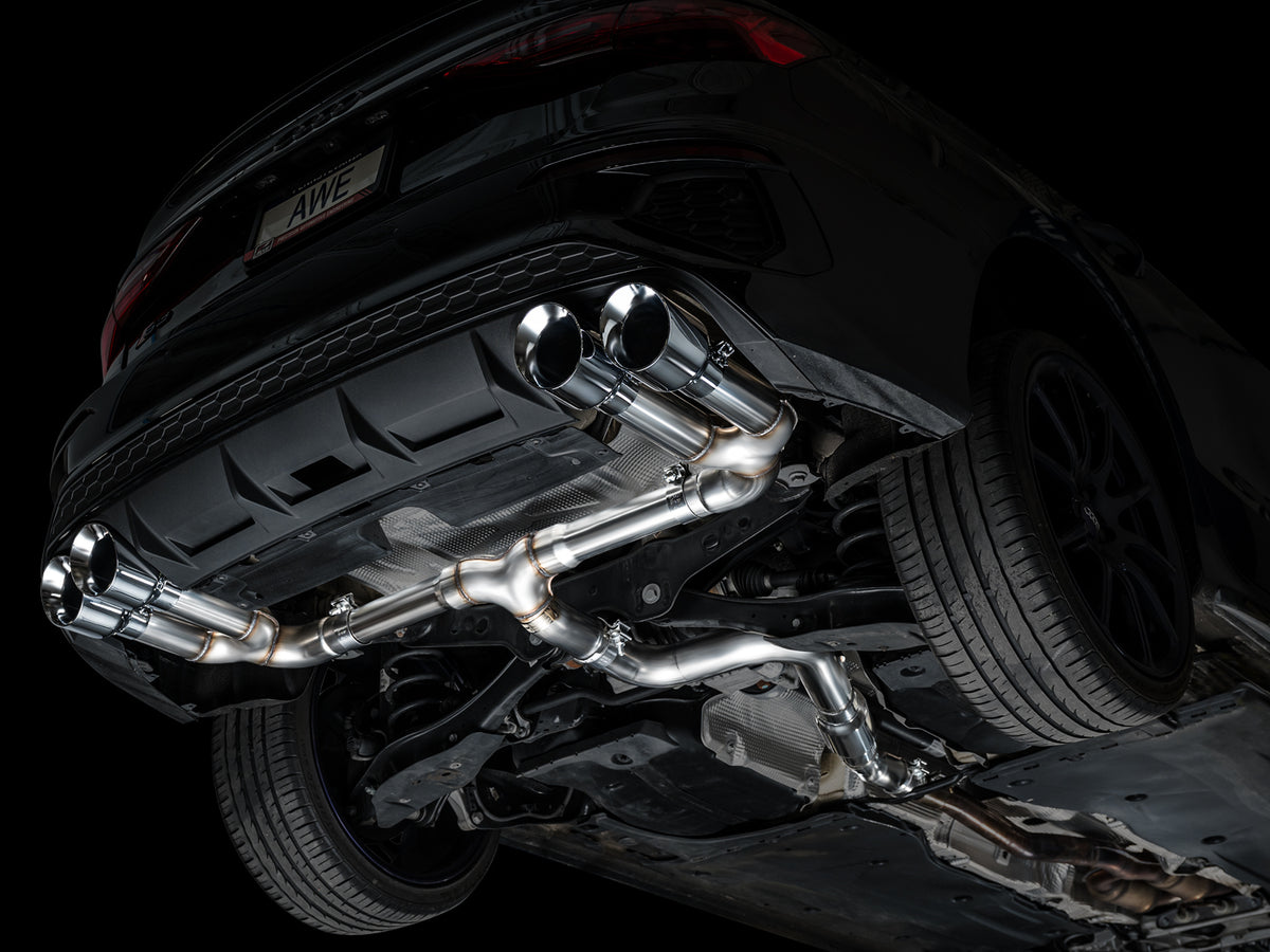 AWE Track Edition Exhaust for Audi 8Y S3 - 4.5" Chrome Silver Tips