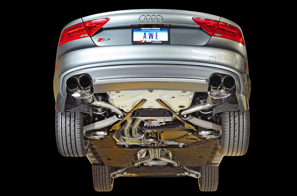 AWE Touring Edition Exhaust for Audi C7 S7 4.0T - 4" Diamond Black Tips