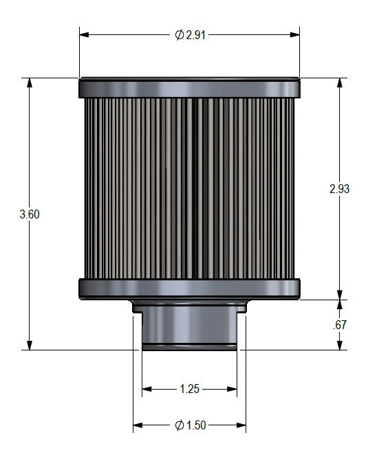 Replacement Filter for CT100ERL with -12 AN Female Port with O-ring.  Stainless Steel Mesh Filter & Black Anodized Finish on Billet Aluminum Base & Top