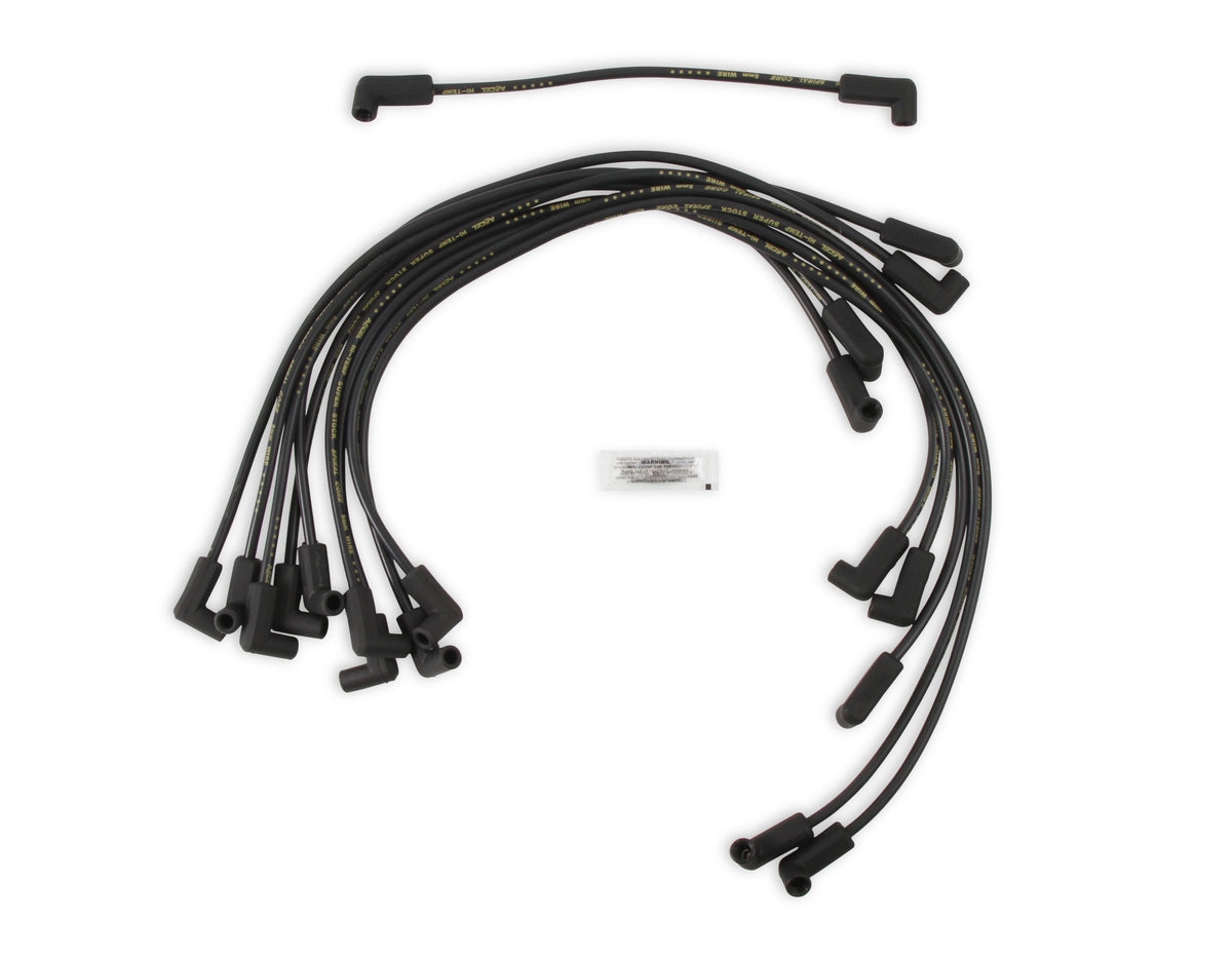 Spark Plug Wire Set- 8mm - Super Stock - Custom - Black Wire - Custom spark plug wire set - 500 Ohms/Ft Sprial Core - SBC 1987-1995 V8