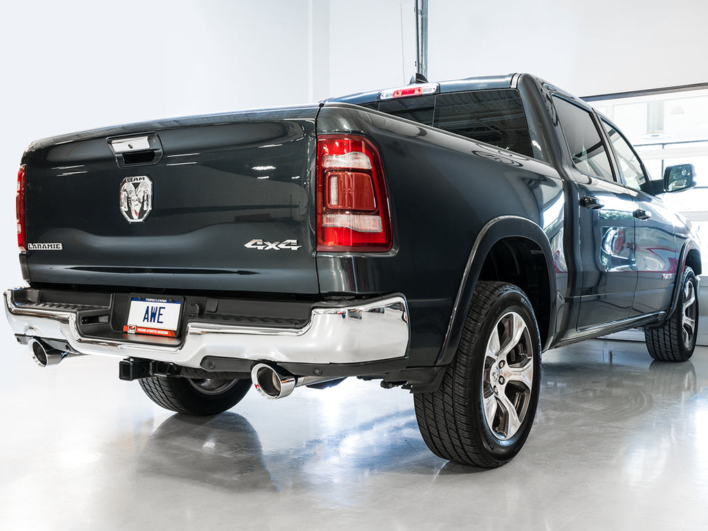 AWE 0FG Dual Rear Exit Catback for 5th Gen RAM 1500 5.7L (with bumper cutouts) - Chrome Silver Tips