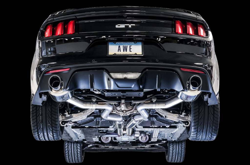 AWE Touring Edition Cat-back Exhaust for S550 Mustang GT - Dual Tip - Chrome Silver Tips