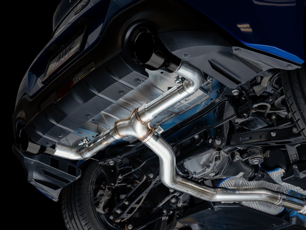 AWE Track Edition Exhaust for Subaru BRZ / Toyota GR86 / Toyota 86 / Scion FR-S - 5" Diamond Black Tips