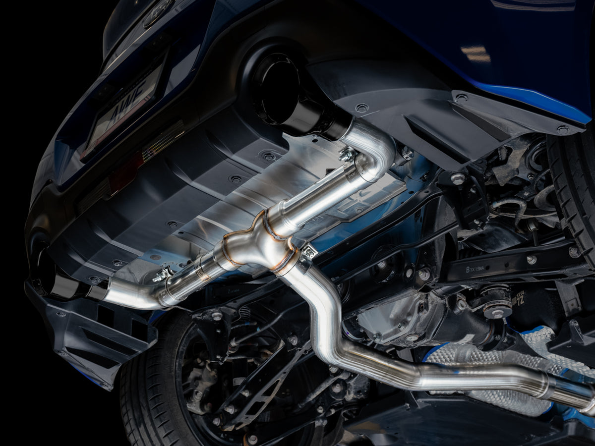 AWE Track Edition Exhaust for Subaru BRZ / Toyota GR86 / Toyota 86 / Scion FR-S - 5" Diamond Black Tips