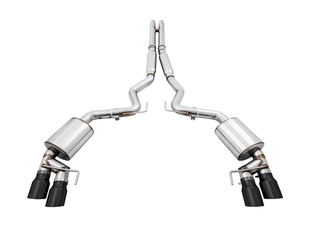 AWE Touring Edition Cat-back Exhaust for the '18-'23 S550 Mustang GT - Quad Diamond Black Tips