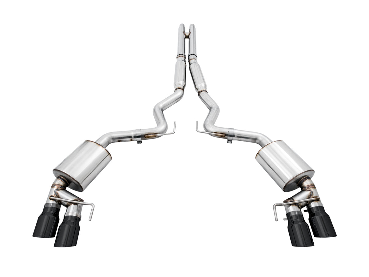 AWE Touring Edition Cat-back Exhaust for the '18-'23 S550 Mustang GT - Quad Diamond Black Tips