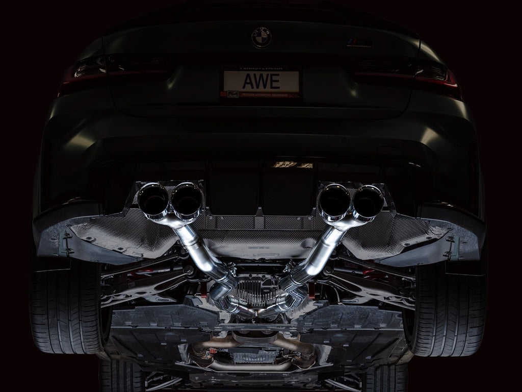 AWE Track Edition Catback Exhaust for BMW G8X M3/M4 - 4.5" Chrome Silver Tips