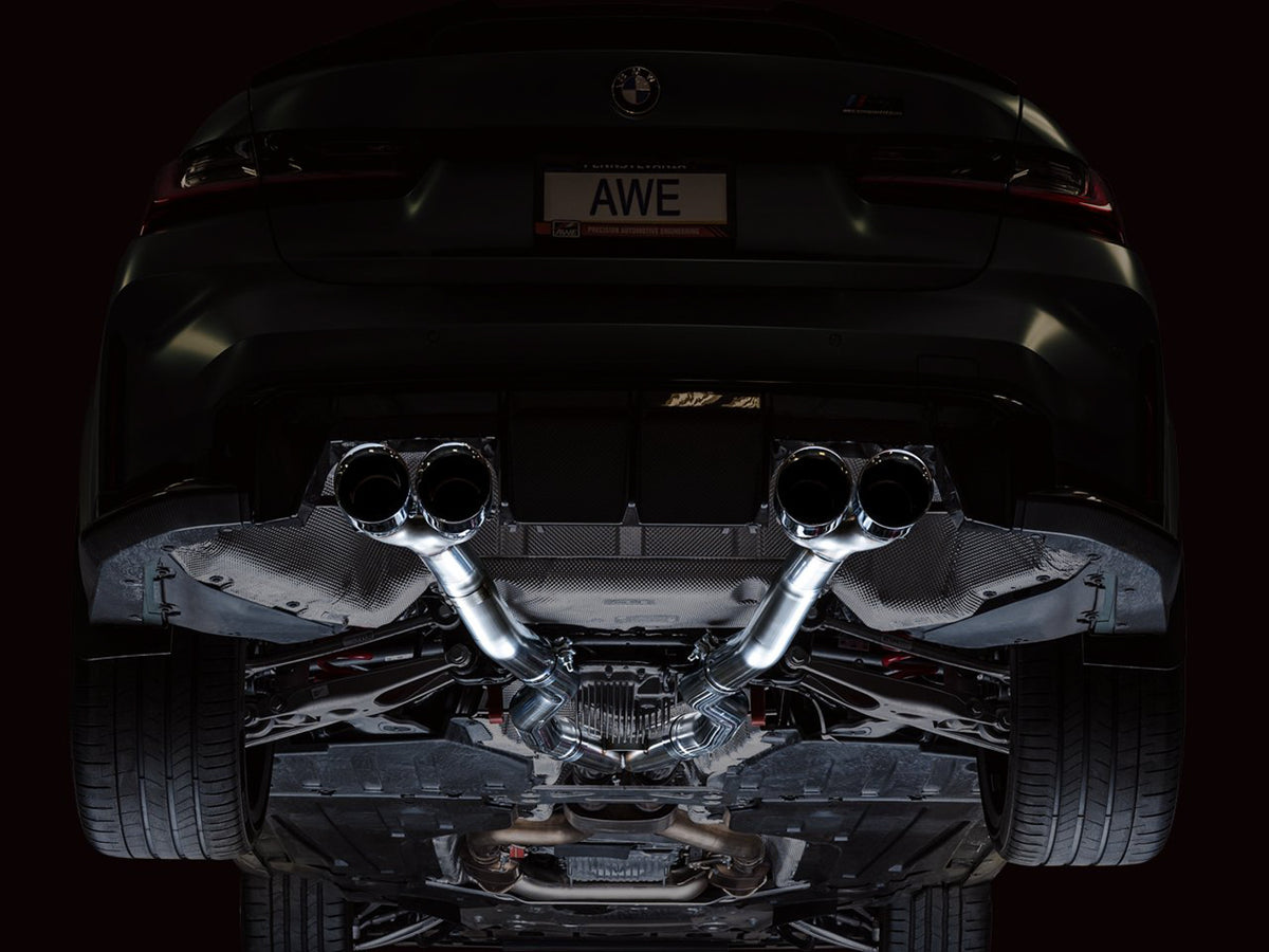 AWE Track Edition Catback Exhaust for BMW G8X M3/M4 - 4.5" Chrome Silver Tips