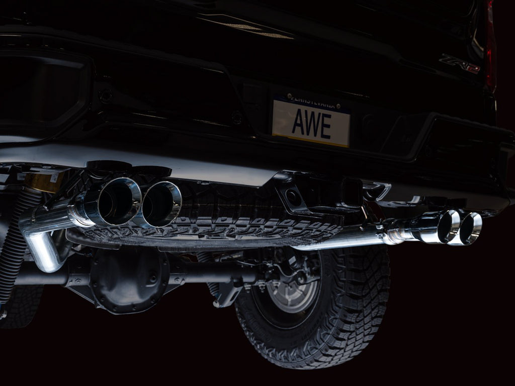 AWE 0FG Catback Exhaust for Silverado ZR2/Sierra AT4X - 4" Chrome Silver Tips