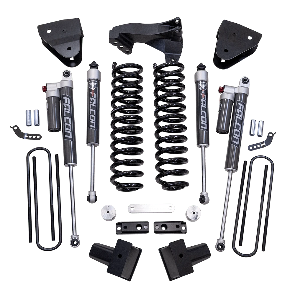 4'' Coil Spring Lift Kit with Falcon 2.1 Front/Rear Shocks, Radius Drops, and Front Track Bar Bracket