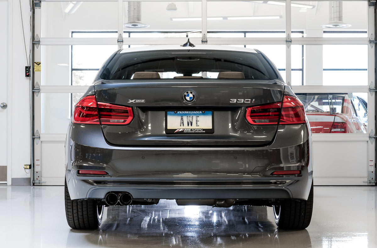 AWE Touring Edition Axleback Exhaust for BMW F3X N20/N26 328i/428i, Single Side - 3" Diamond Black Tips