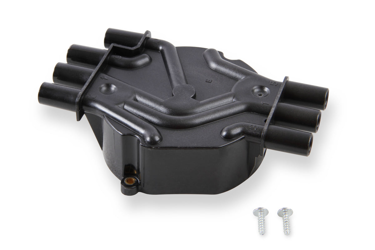 Distributor Cap - Chevy / GMC Vortec - V6 - Socket Style - Crab - Black - 120142 distributor cap is a crab style black cap that fits Chevy / GMC VORTEC V6.