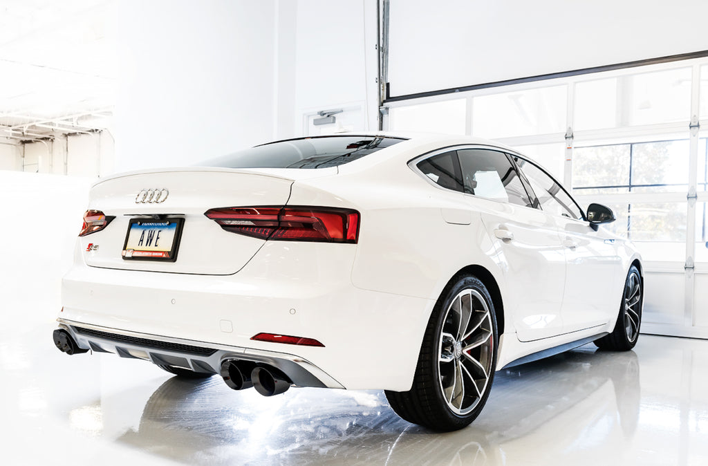 AWE Track Edition Exhaust for Audi B9 S4 - Non-Resonated - 4" Diamond Black Tips