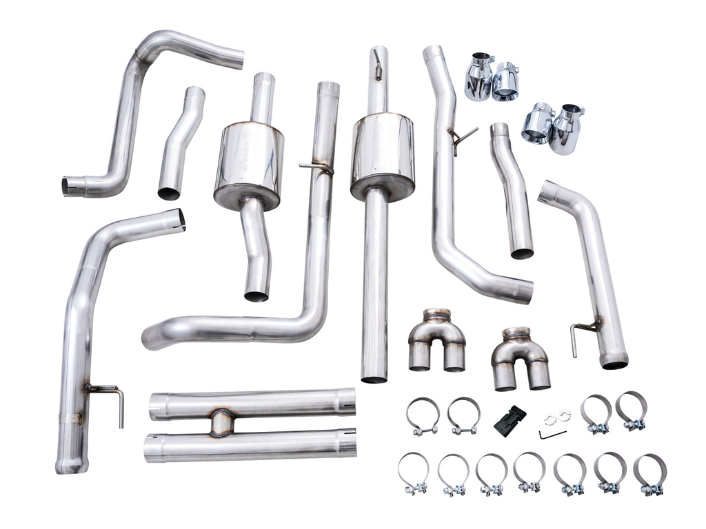 AWE 0FG Catback Exhaust for 4th Gen Silverado/Sierra 1500 6.2L (with bumper cutouts) - 4" Chrome Silver Tips