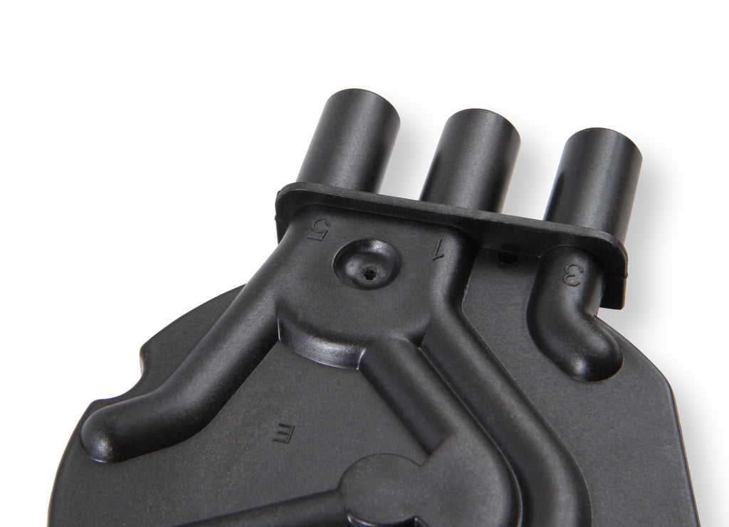 Distributor Cap - Chevy / GMC Vortec - V6 - Socket Style - Crab - Black - 120142 distributor cap is a crab style black cap that fits Chevy / GMC VORTEC V6.